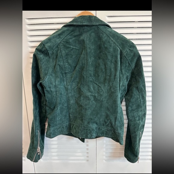 BlankNYC Green Suede Leather Moto Jacket Zip Biker Cropped Coat Size M Like New - Picture 3 of 6